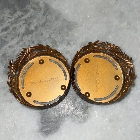 NEW Set of 2 Bath & Body Works Leaf Fall Metal Candle Holders - Picture 4 of 4